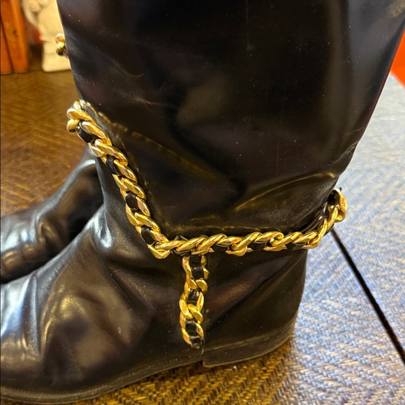 Mario Valentino Black Over the Knee Boots with Gold Chain- very nice condition - Picture 6 of 6